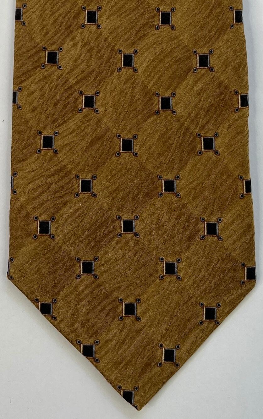 Bill Blass Gold Geometric Silk Tie Mens Classic Designer Necktie 58x3.5